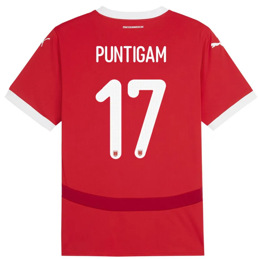 Danxen Män Österrike Sarah Puntigam #17 Röd Hemmatröja Matchtröjor 24-26 Tröjor T-Tröja