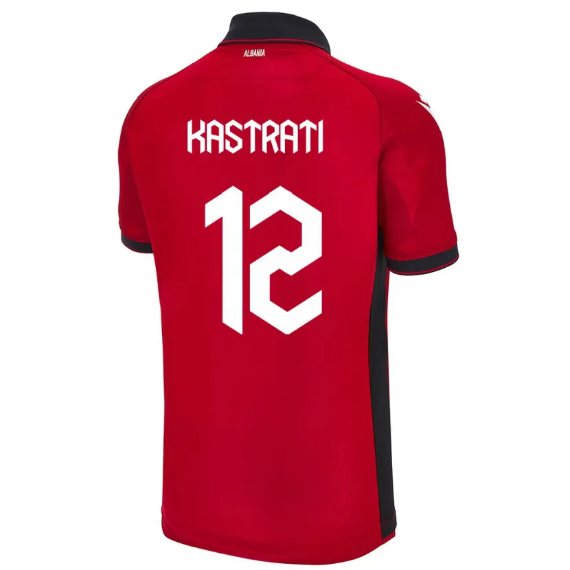 Danxen Män Albanien Elhan Kastrati #12 Röd Hemmatröja Matchtröjor 24-26 Tröjor T-Tröja