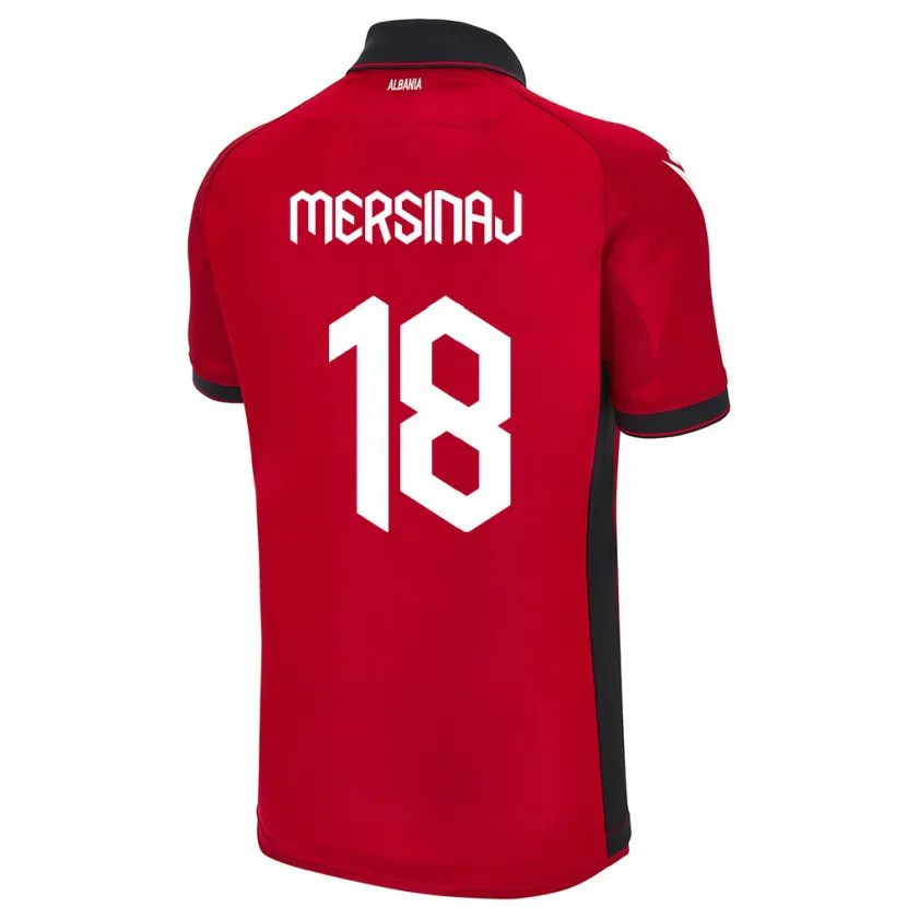 Danxen Män Albanien Jon Mersinaj #18 Röd Hemmatröja Matchtröjor 24-26 Tröjor T-Tröja