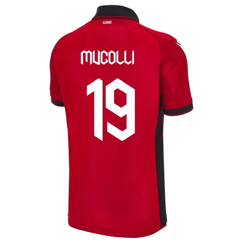 Danxen Män Albanien Arbnor Mucolli #19 Röd Hemmatröja Matchtröjor 24-26 Tröjor T-Tröja