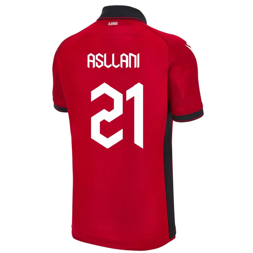 Danxen Män Albanien Kristjan Asllani #21 Röd Hemmatröja Matchtröjor 24-26 Tröjor T-Tröja