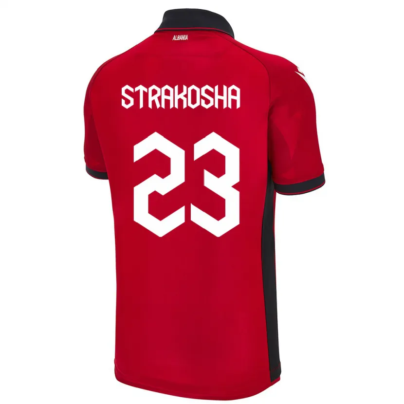 Danxen Män Albanien Thomas Strakosha #23 Röd Hemmatröja Matchtröjor 24-26 Tröjor T-Tröja