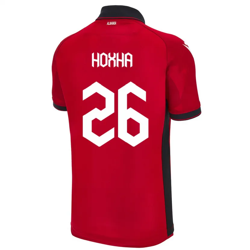 Danxen Män Albanien Arbër Hoxha #26 Röd Hemmatröja Matchtröjor 24-26 Tröjor T-Tröja
