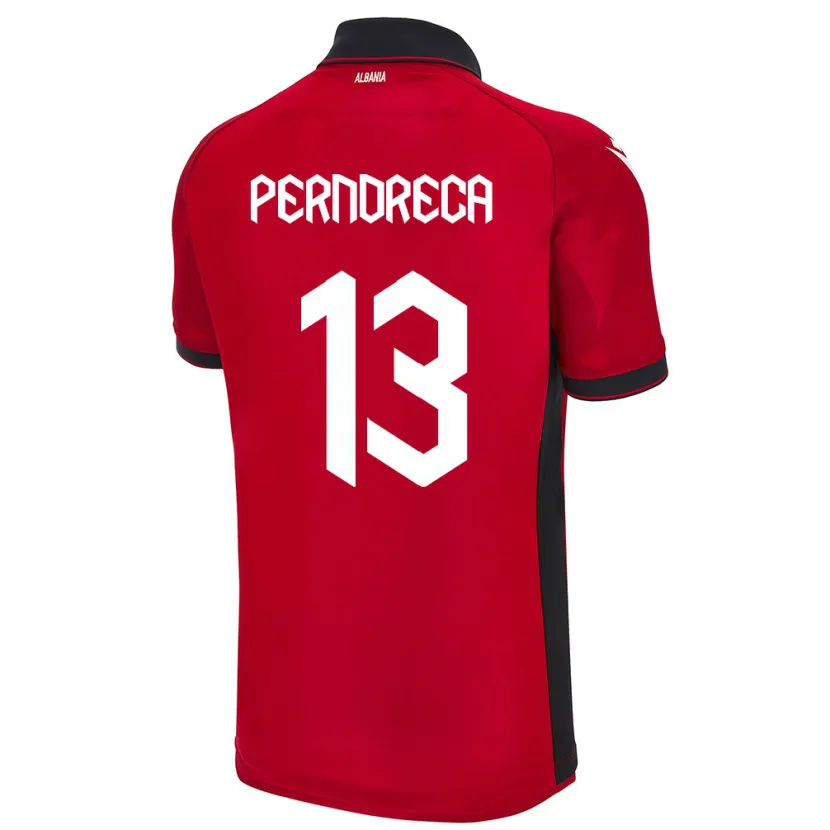 Danxen Män Albanien Fabjan Perndreca #13 Röd Hemmatröja Matchtröjor 24-26 Tröjor T-Tröja