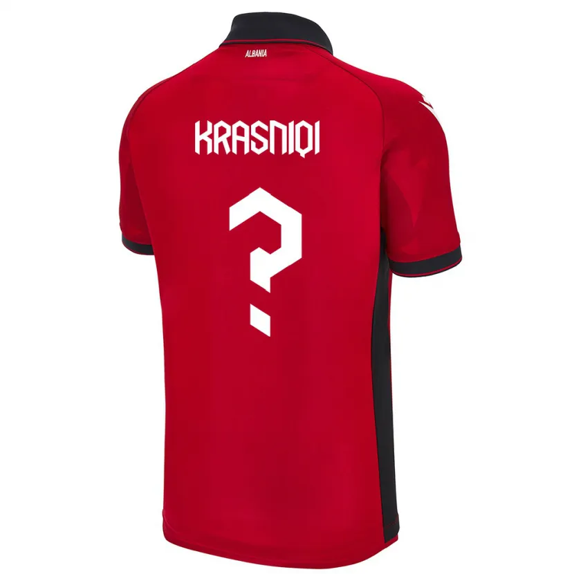 Danxen Män Albanien Erald Krasniqi #0 Röd Hemmatröja Matchtröjor 24-26 Tröjor T-Tröja