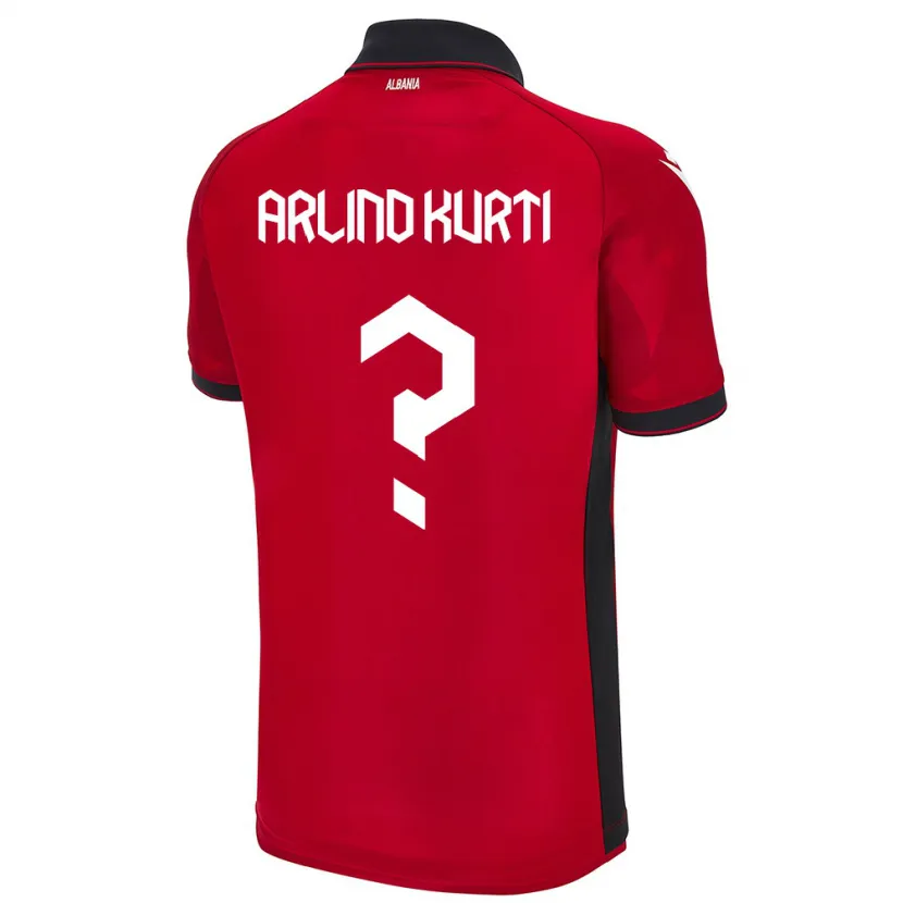 Danxen Män Albanien Arlind Kurti #0 Röd Hemmatröja Matchtröjor 24-26 Tröjor T-Tröja