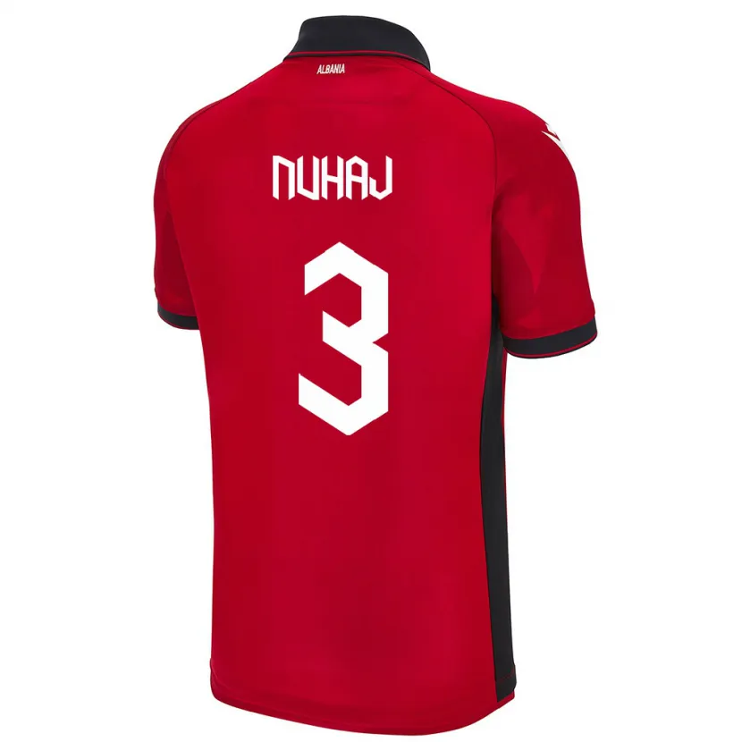 Danxen Män Albanien Fabjano Nuhaj #3 Röd Hemmatröja Matchtröjor 24-26 Tröjor T-Tröja