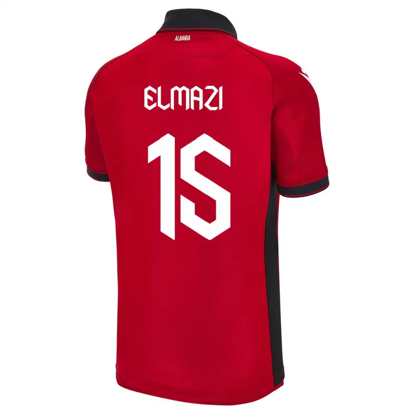 Danxen Män Albanien Enea Elmazi #15 Röd Hemmatröja Matchtröjor 24-26 Tröjor T-Tröja