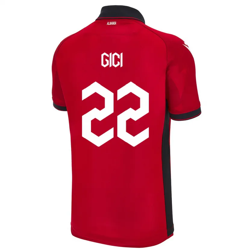 Danxen Män Albanien Matias Gici #22 Röd Hemmatröja Matchtröjor 24-26 Tröjor T-Tröja