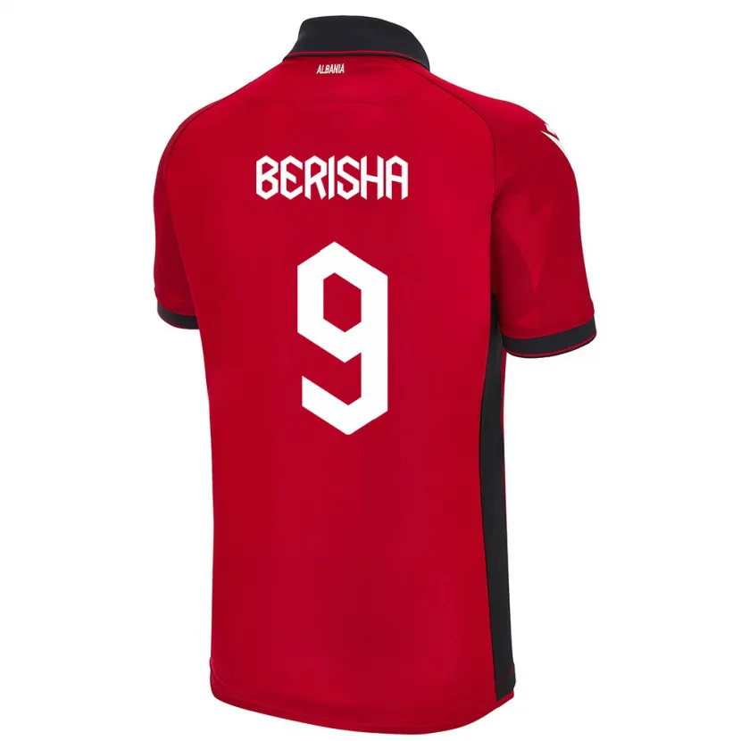 Danxen Män Albanien Fortesa Berisha #9 Röd Hemmatröja Matchtröjor 24-26 Tröjor T-Tröja