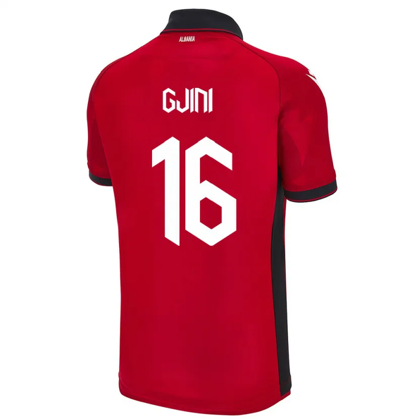 Danxen Män Albanien Luçije Gjini #16 Röd Hemmatröja Matchtröjor 24-26 Tröjor T-Tröja