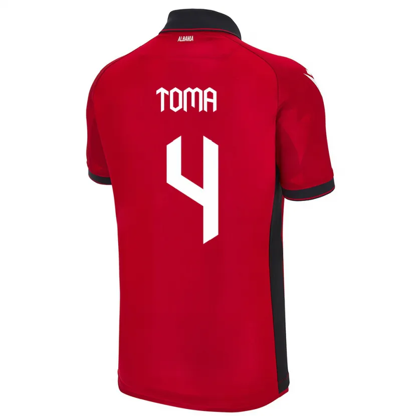Danxen Män Albanien Stella Toma #4 Röd Hemmatröja Matchtröjor 24-26 Tröjor T-Tröja