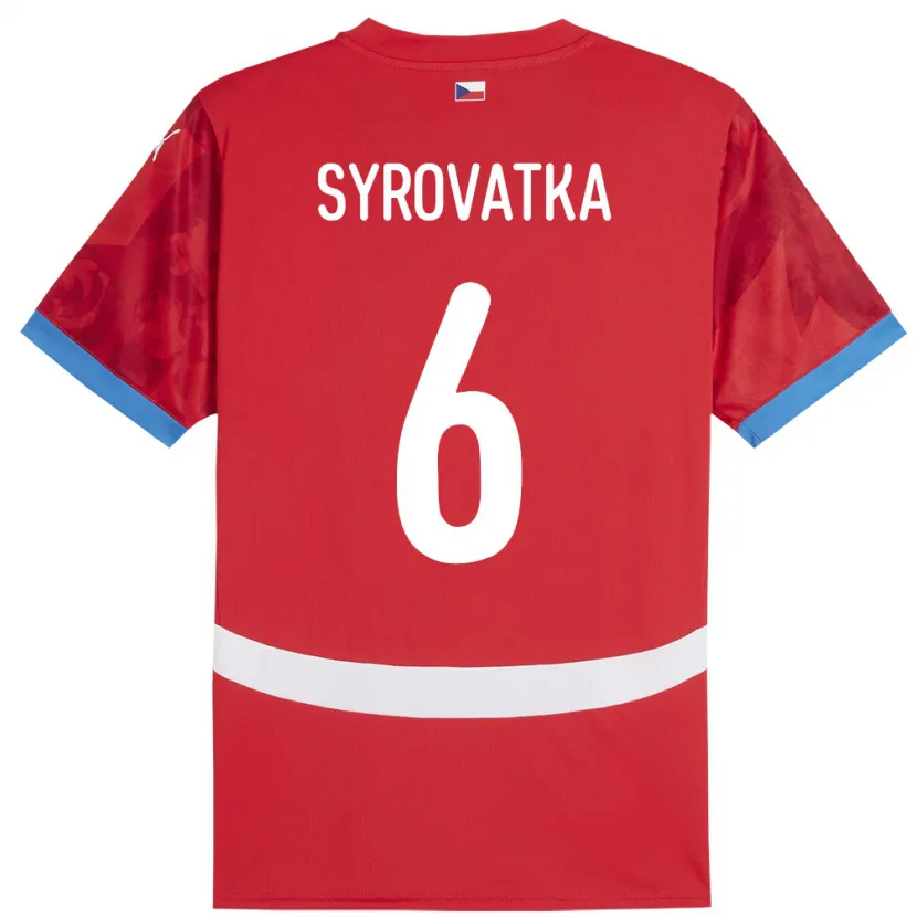 Danxen Män Tjeckien Matyas Syrovatka #6 Röd Hemmatröja Matchtröjor 24-26 Tröjor T-Tröja