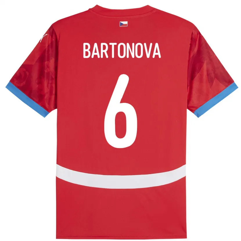 Danxen Män Tjeckien Eva Bartoňová #6 Röd Hemmatröja Matchtröjor 24-26 Tröjor T-Tröja