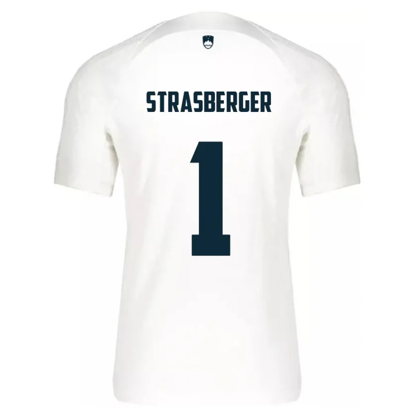 Danxen Män Slovenien Tim Strasberger #1 Vit Hemmatröja Matchtröjor 24-26 Tröjor T-Tröja