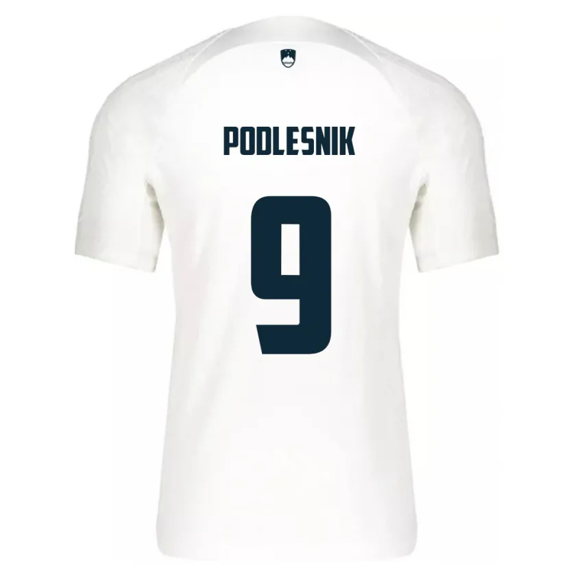 Danxen Män Slovenien Nik Podlesnik #9 Vit Hemmatröja Matchtröjor 24-26 Tröjor T-Tröja
