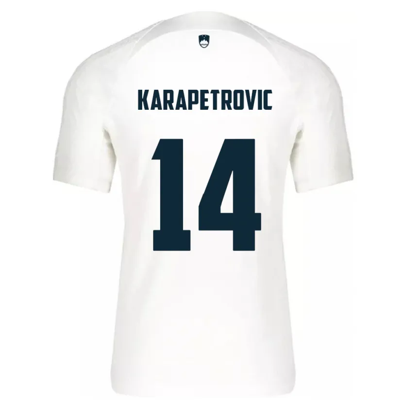 Danxen Män Slovenien Luka Karapetrovic #14 Vit Hemmatröja Matchtröjor 24-26 Tröjor T-Tröja
