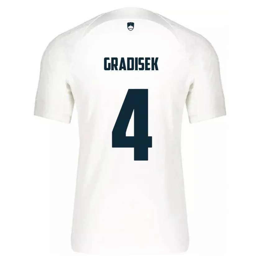 Danxen Män Slovenien Sara Gradišek #4 Vit Hemmatröja Matchtröjor 24-26 Tröjor T-Tröja