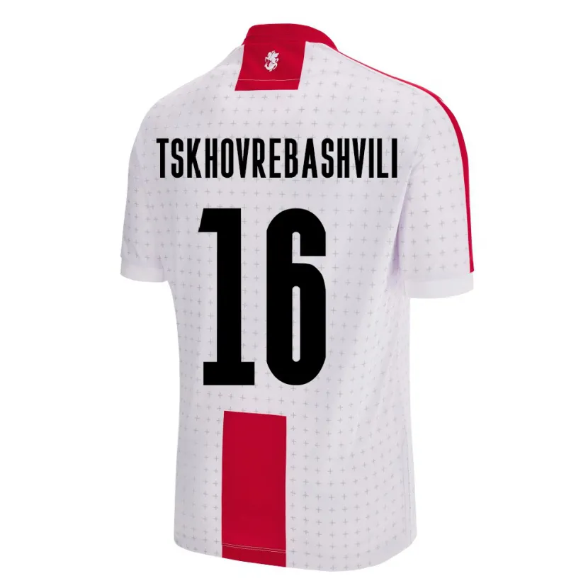 Danxen Män Georgia Nikoloz Tskhovrebashvili #16 Vit Hemmatröja Matchtröjor 24-26 Tröjor T-Tröja