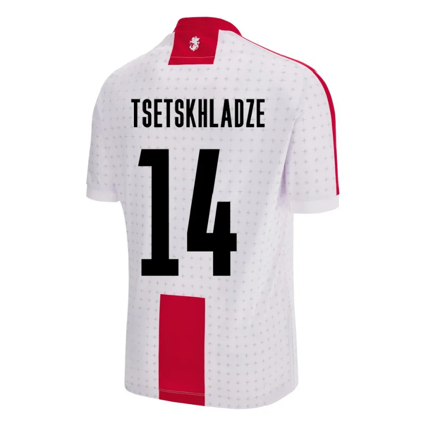 Danxen Män Georgia Nikoloz Tsetskhladze #14 Vit Hemmatröja Matchtröjor 24-26 Tröjor T-Tröja