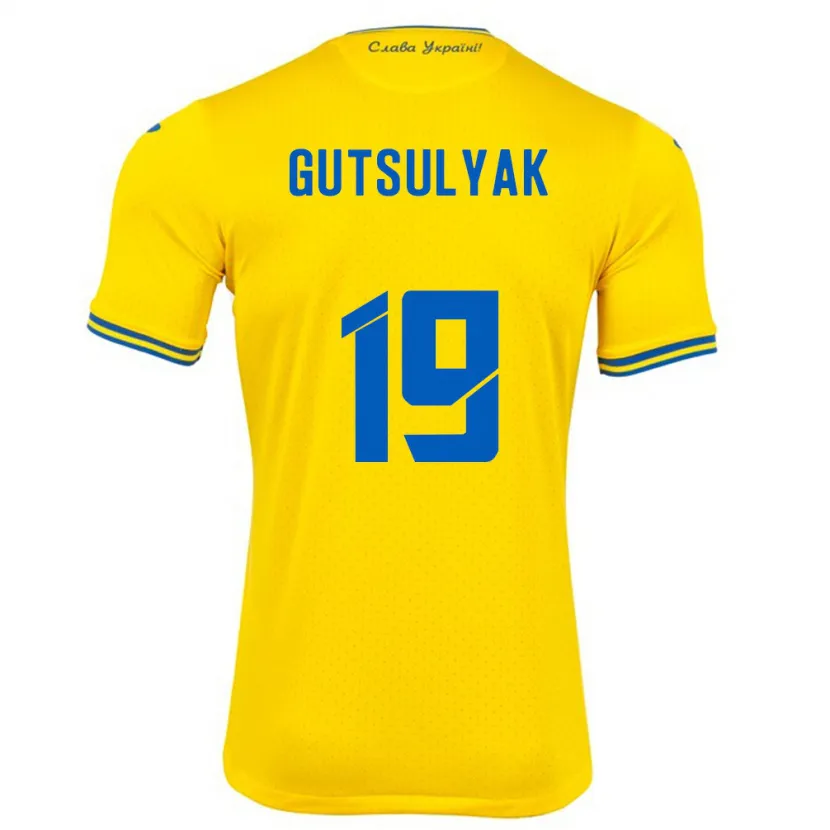 Danxen Män Ukraina Oleksiy Gutsulyak #19 Gul Hemmatröja Matchtröjor 24-26 Tröjor T-Tröja