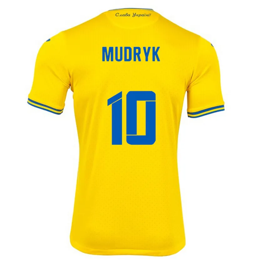 Danxen Män Ukraina Mykhaylo Mudryk #10 Gul Hemmatröja Matchtröjor 24-26 Tröjor T-Tröja