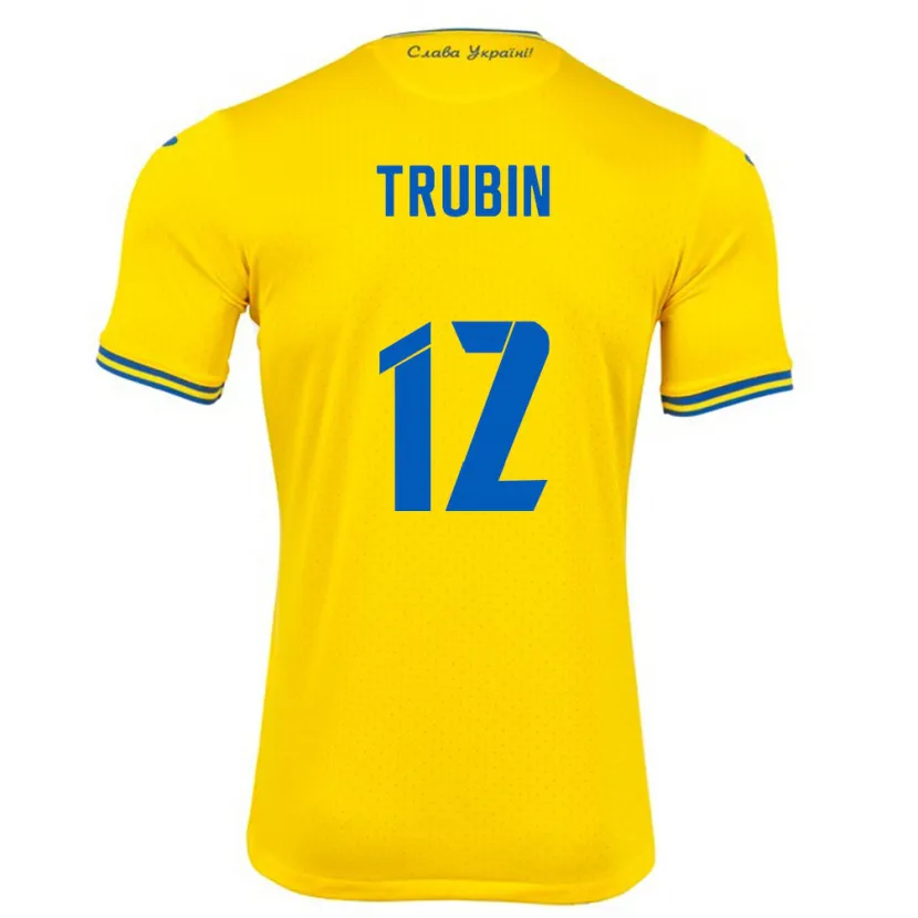 Danxen Män Ukraina Anatoliy Trubin #12 Gul Hemmatröja Matchtröjor 24-26 Tröjor T-Tröja