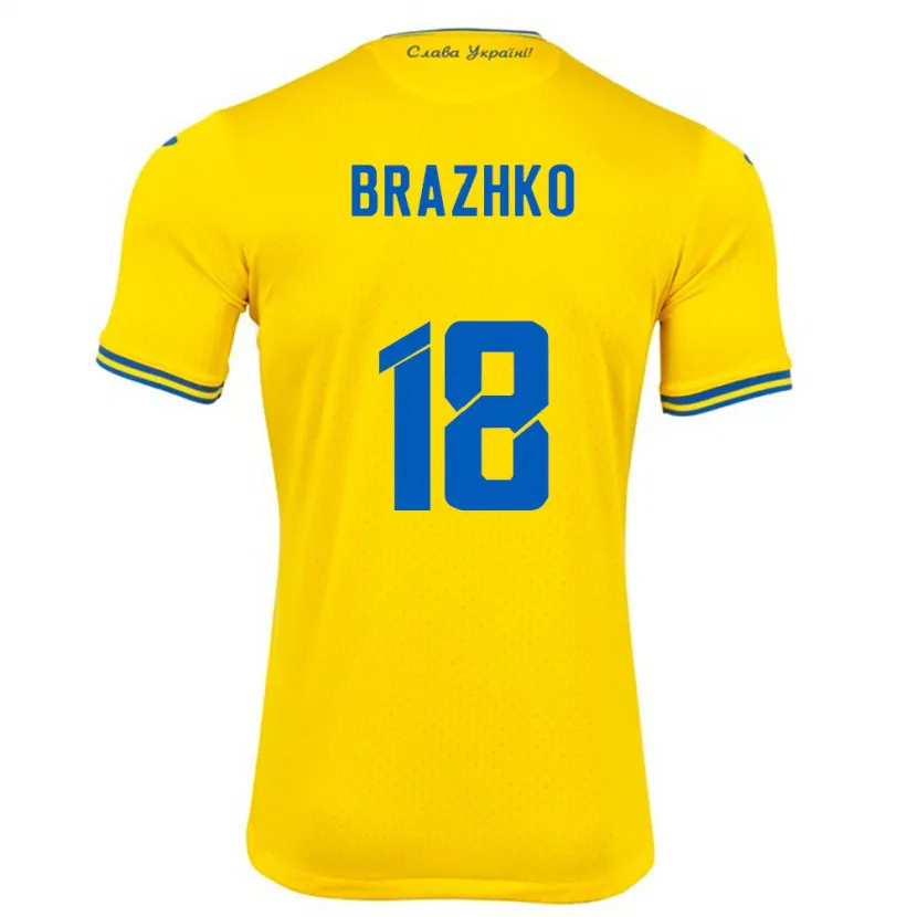 Danxen Män Ukraina Volodymyr Brazhko #18 Gul Hemmatröja Matchtröjor 24-26 Tröjor T-Tröja