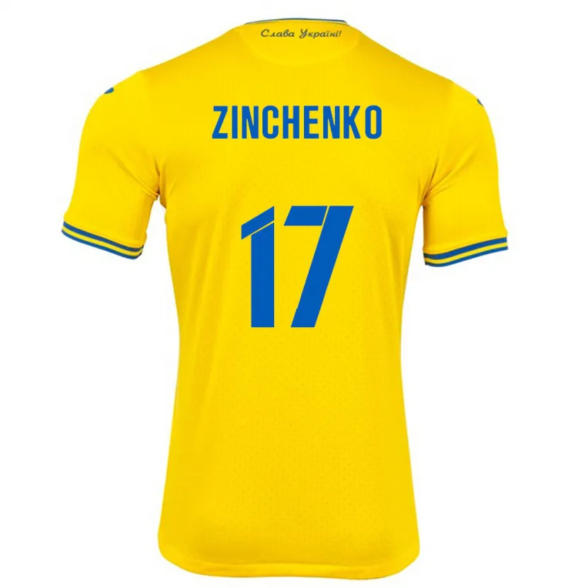 Danxen Män Ukraina Oleksandr Zinchenko #17 Gul Hemmatröja Matchtröjor 24-26 Tröjor T-Tröja