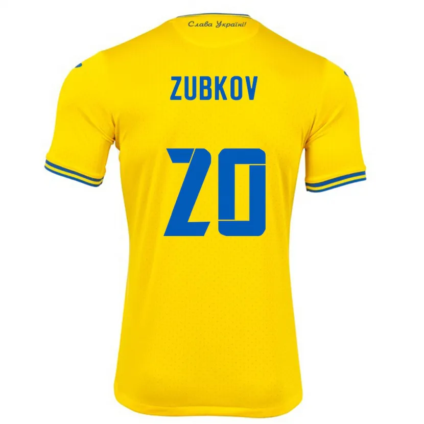 Danxen Män Ukraina Oleksandr Zubkov #20 Gul Hemmatröja Matchtröjor 24-26 Tröjor T-Tröja