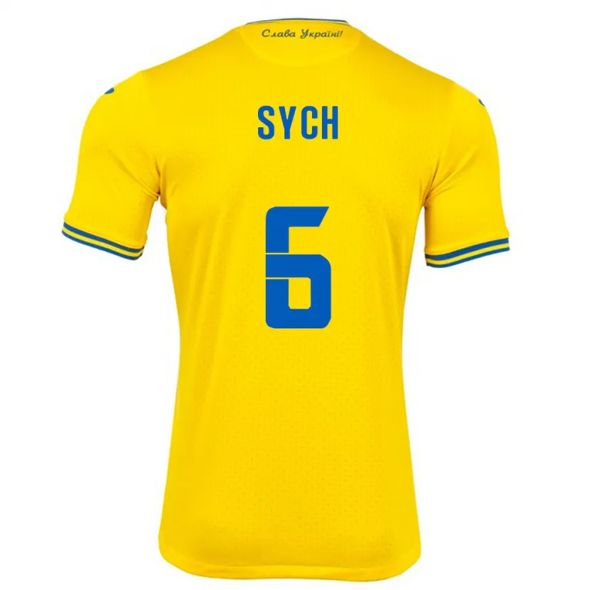 Danxen Män Ukraina Oleksiy Sych #6 Gul Hemmatröja Matchtröjor 24-26 Tröjor T-Tröja