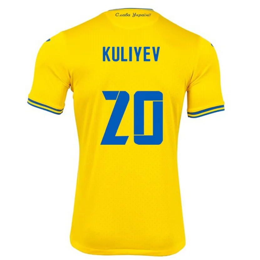Danxen Män Ukraina Eldar Kuliyev #20 Gul Hemmatröja Matchtröjor 24-26 Tröjor T-Tröja