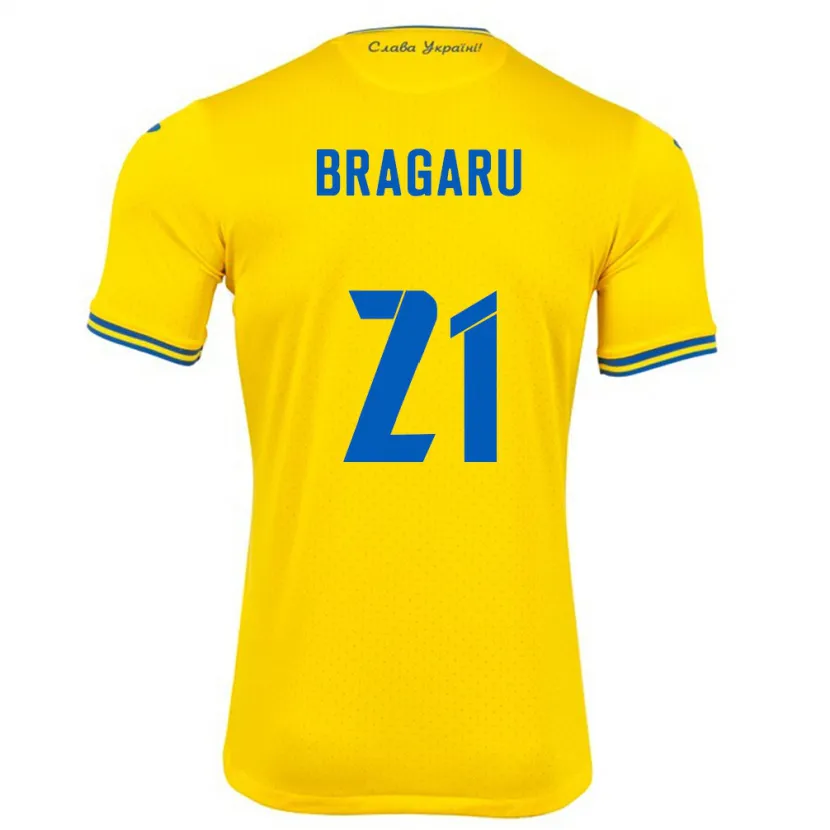 Danxen Män Ukraina Maksym Bragaru #21 Gul Hemmatröja Matchtröjor 24-26 Tröjor T-Tröja