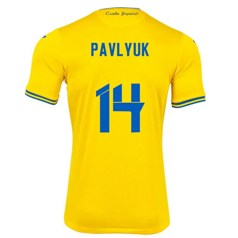 Danxen Män Ukraina Yevgen Pavlyuk #14 Gul Hemmatröja Matchtröjor 24-26 Tröjor T-Tröja