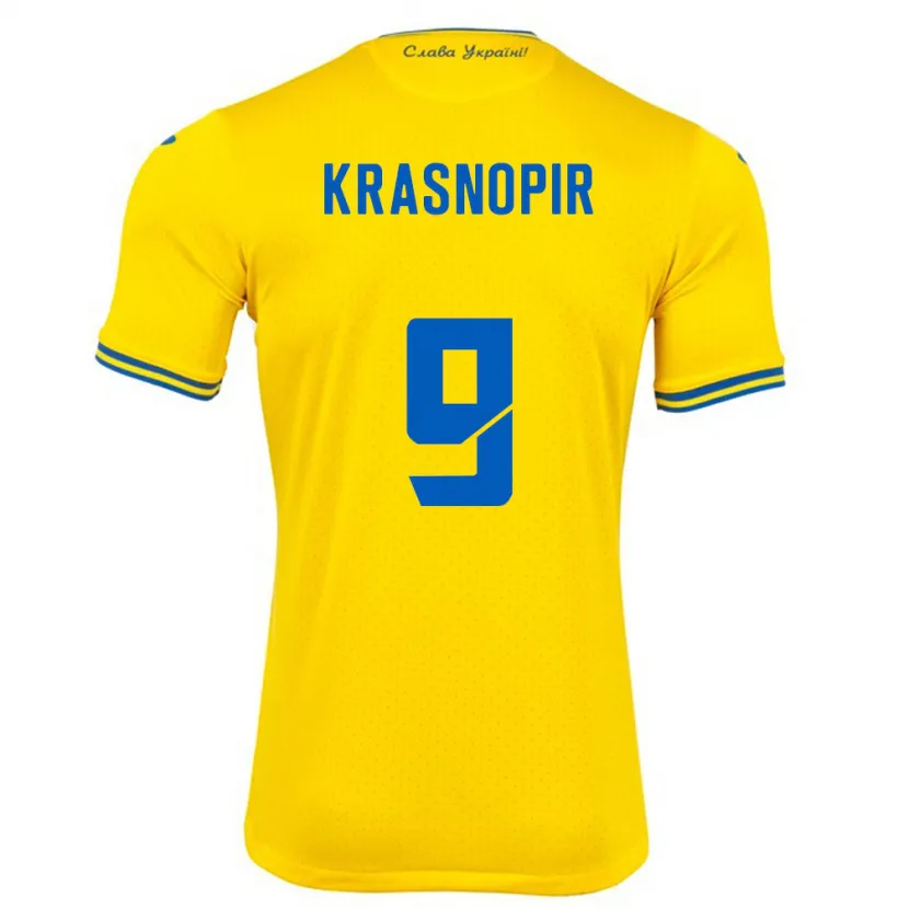 Danxen Män Ukraina Igor Krasnopir #9 Gul Hemmatröja Matchtröjor 24-26 Tröjor T-Tröja