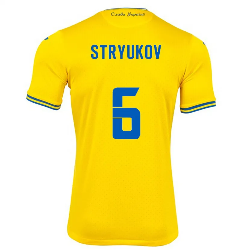 Danxen Män Ukraina Maksym Stryukov #6 Gul Hemmatröja Matchtröjor 24-26 Tröjor T-Tröja