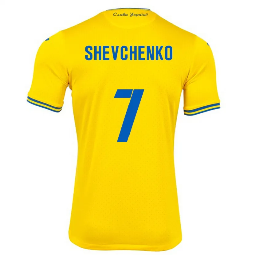 Danxen Män Ukraina Kristian Shevchenko #7 Gul Hemmatröja Matchtröjor 24-26 Tröjor T-Tröja