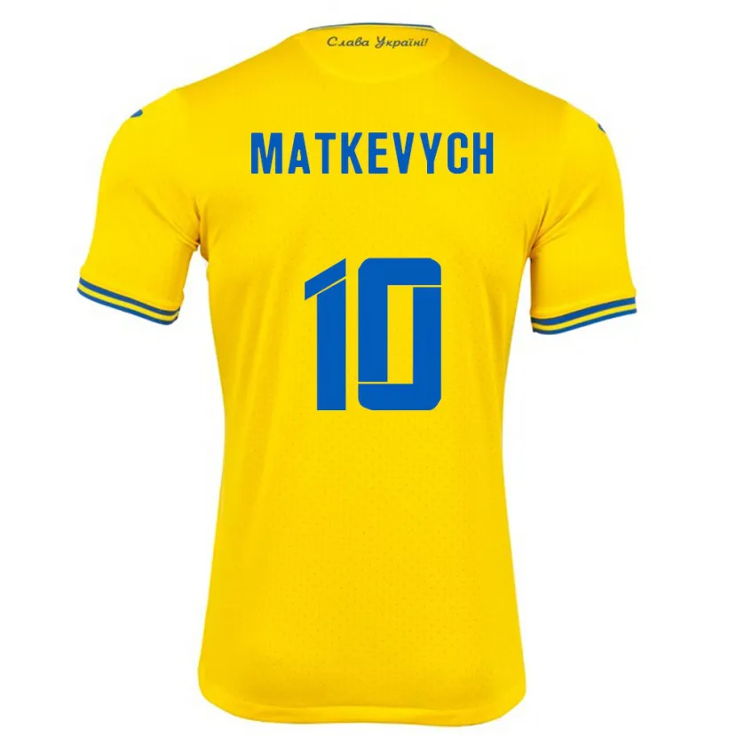 Danxen Män Ukraina Andriy Matkevych #10 Gul Hemmatröja Matchtröjor 24-26 Tröjor T-Tröja