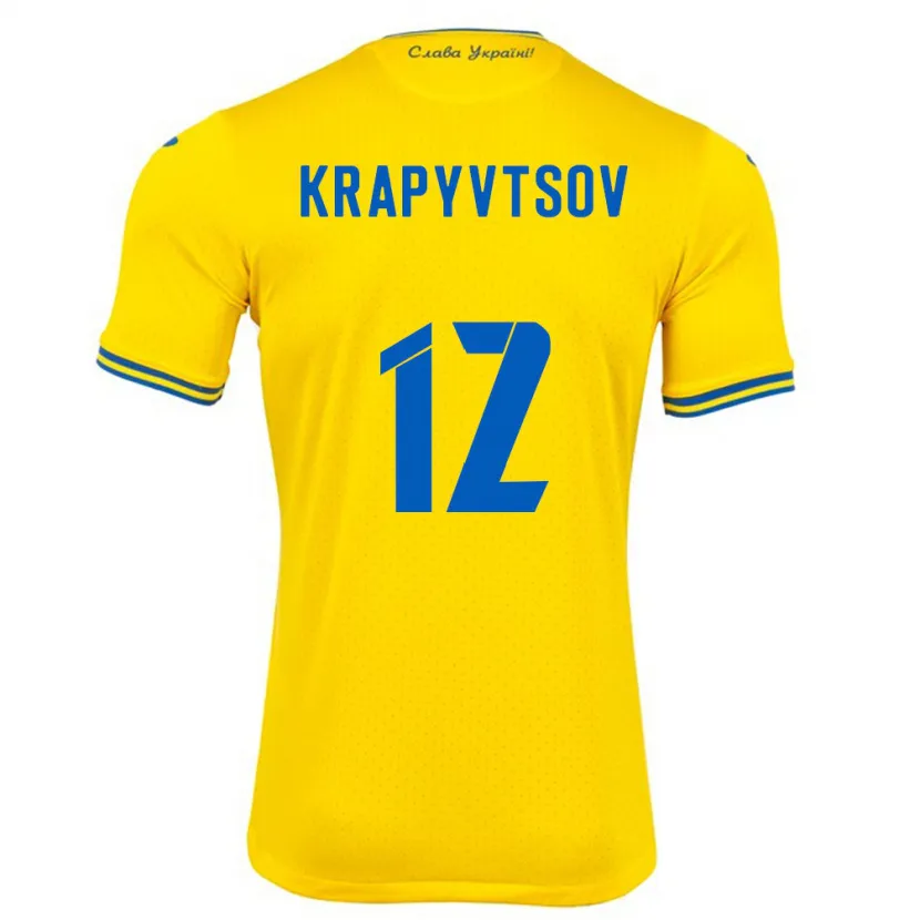 Danxen Män Ukraina Vladyslav Krapyvtsov #12 Gul Hemmatröja Matchtröjor 24-26 Tröjor T-Tröja
