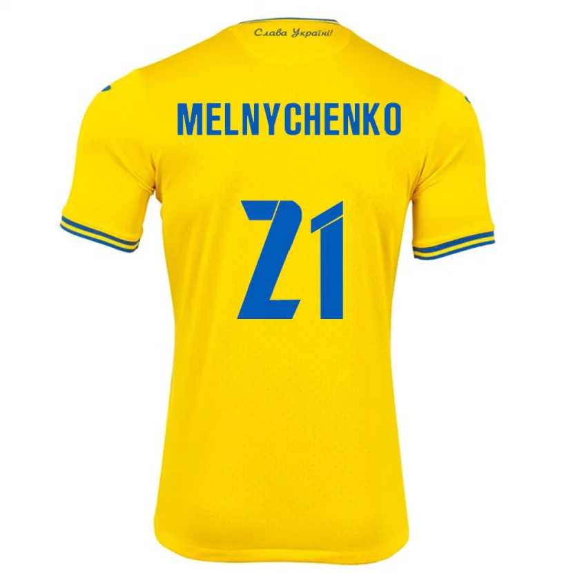 Danxen Män Ukraina Maksym Melnychenko #21 Gul Hemmatröja Matchtröjor 24-26 Tröjor T-Tröja