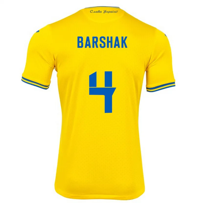 Danxen Män Ukraina Maksym Barshak #4 Gul Hemmatröja Matchtröjor 24-26 Tröjor T-Tröja