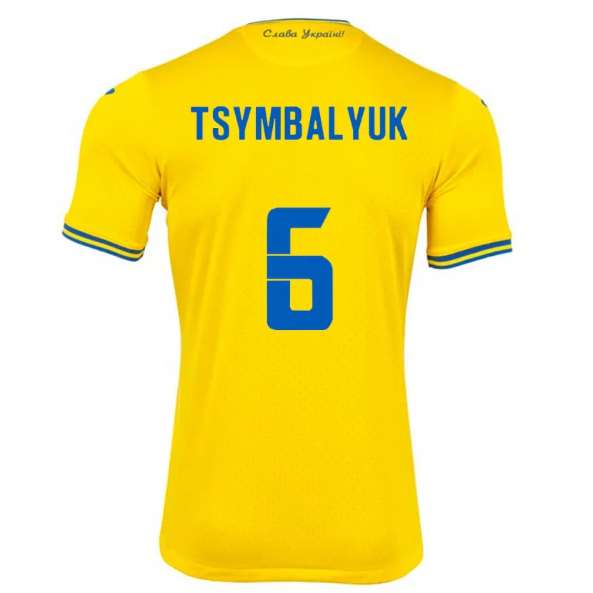 Danxen Män Ukraina Maksym Tsymbalyuk #6 Gul Hemmatröja Matchtröjor 24-26 Tröjor T-Tröja