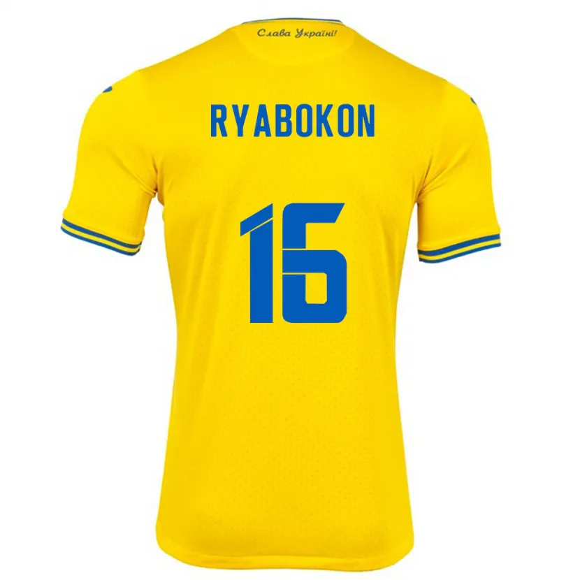 Danxen Män Ukraina Yevgeniy Ryabokon #16 Gul Hemmatröja Matchtröjor 24-26 Tröjor T-Tröja