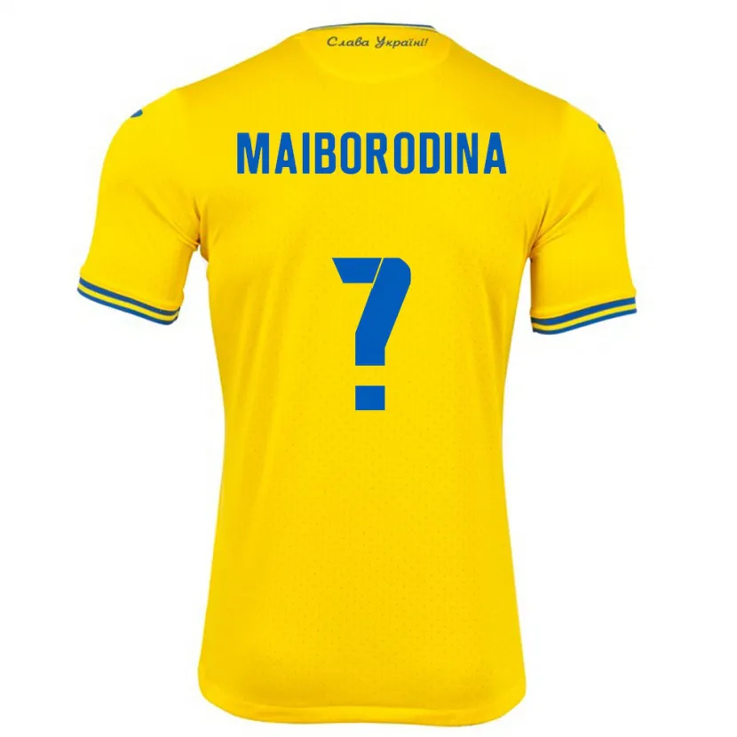 Danxen Män Ukraina Iryna Maiborodina #0 Gul Hemmatröja Matchtröjor 24-26 Tröjor T-Tröja