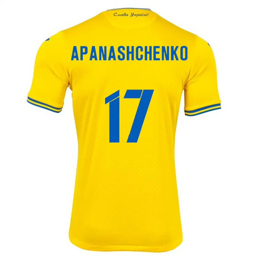 Danxen Män Ukraina Daryna Apanashchenko #17 Gul Hemmatröja Matchtröjor 24-26 Tröjor T-Tröja