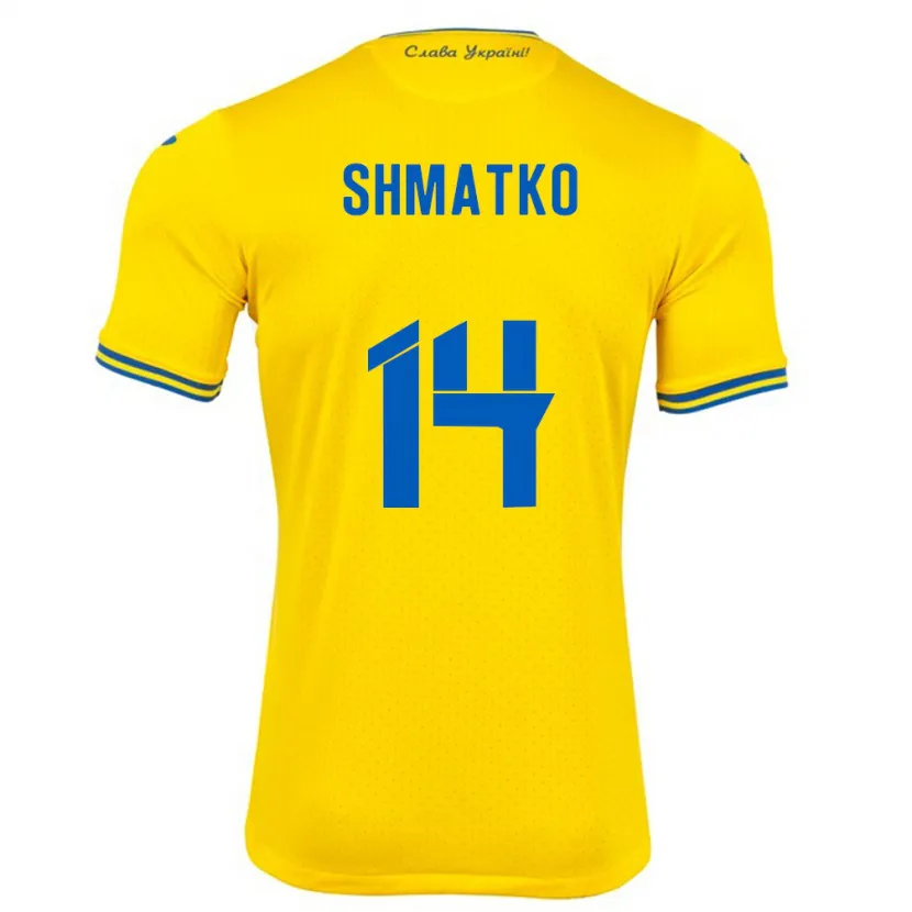 Danxen Män Ukraina Lyubov Shmatko #14 Gul Hemmatröja Matchtröjor 24-26 Tröjor T-Tröja