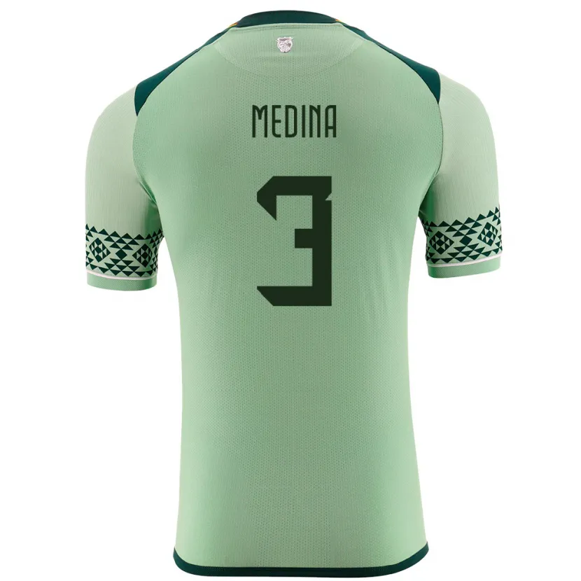 Danxen Män Bolivia Diego Medina #3 Ljusgrön Hemmatröja Matchtröjor 24-26 Tröjor T-Tröja
