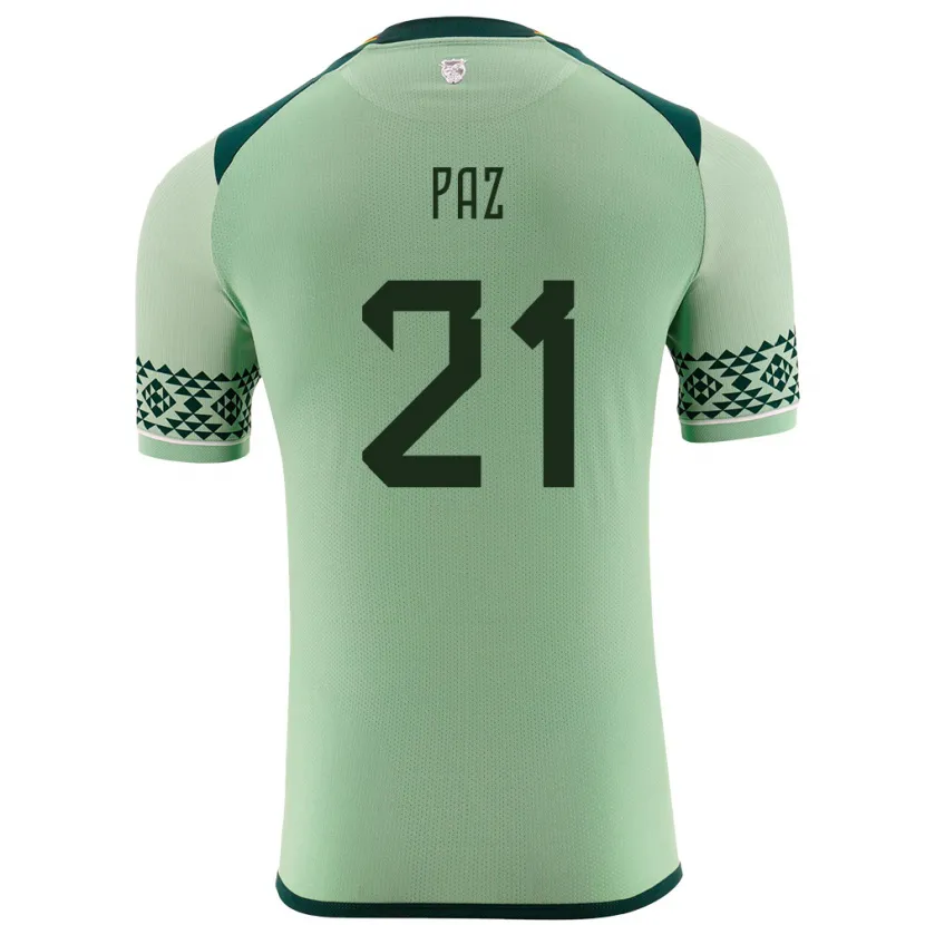 Danxen Män Bolivia Luis Paz #21 Ljusgrön Hemmatröja Matchtröjor 24-26 Tröjor T-Tröja