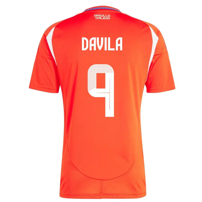 Danxen Män Chile Víctor Dávila #9 Röd Hemmatröja Matchtröjor 24-26 Tröjor T-Tröja