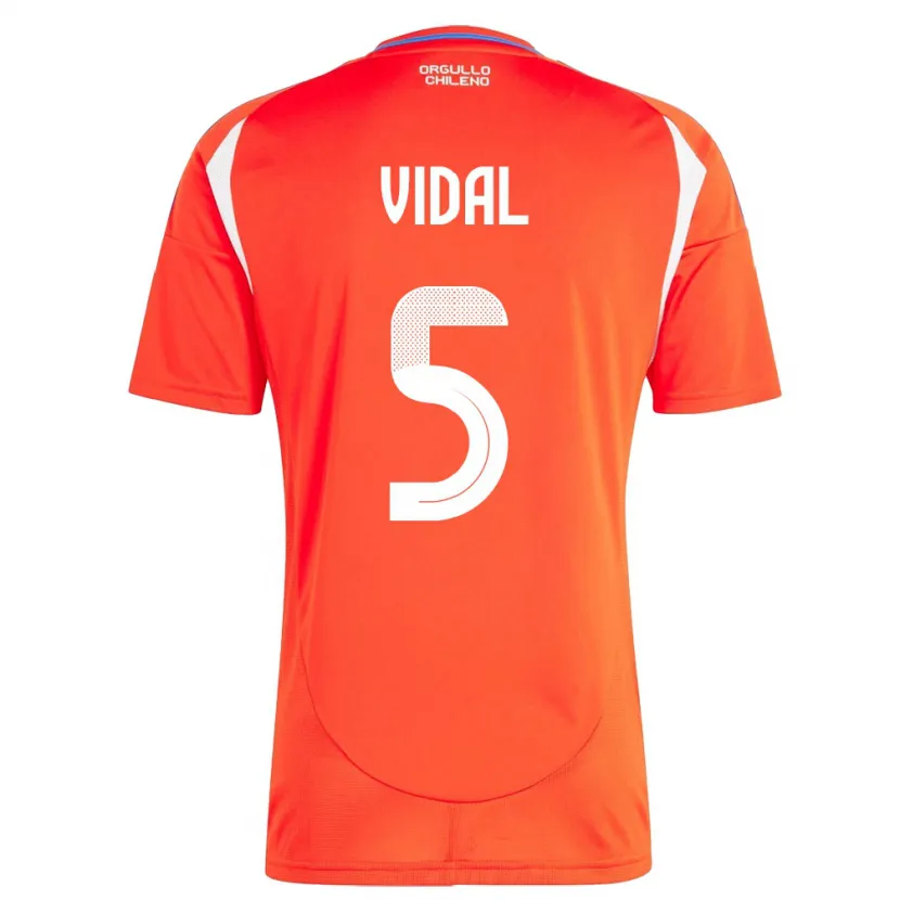 Danxen Män Chile Valentín Vidal #5 Röd Hemmatröja Matchtröjor 24-26 Tröjor T-Tröja